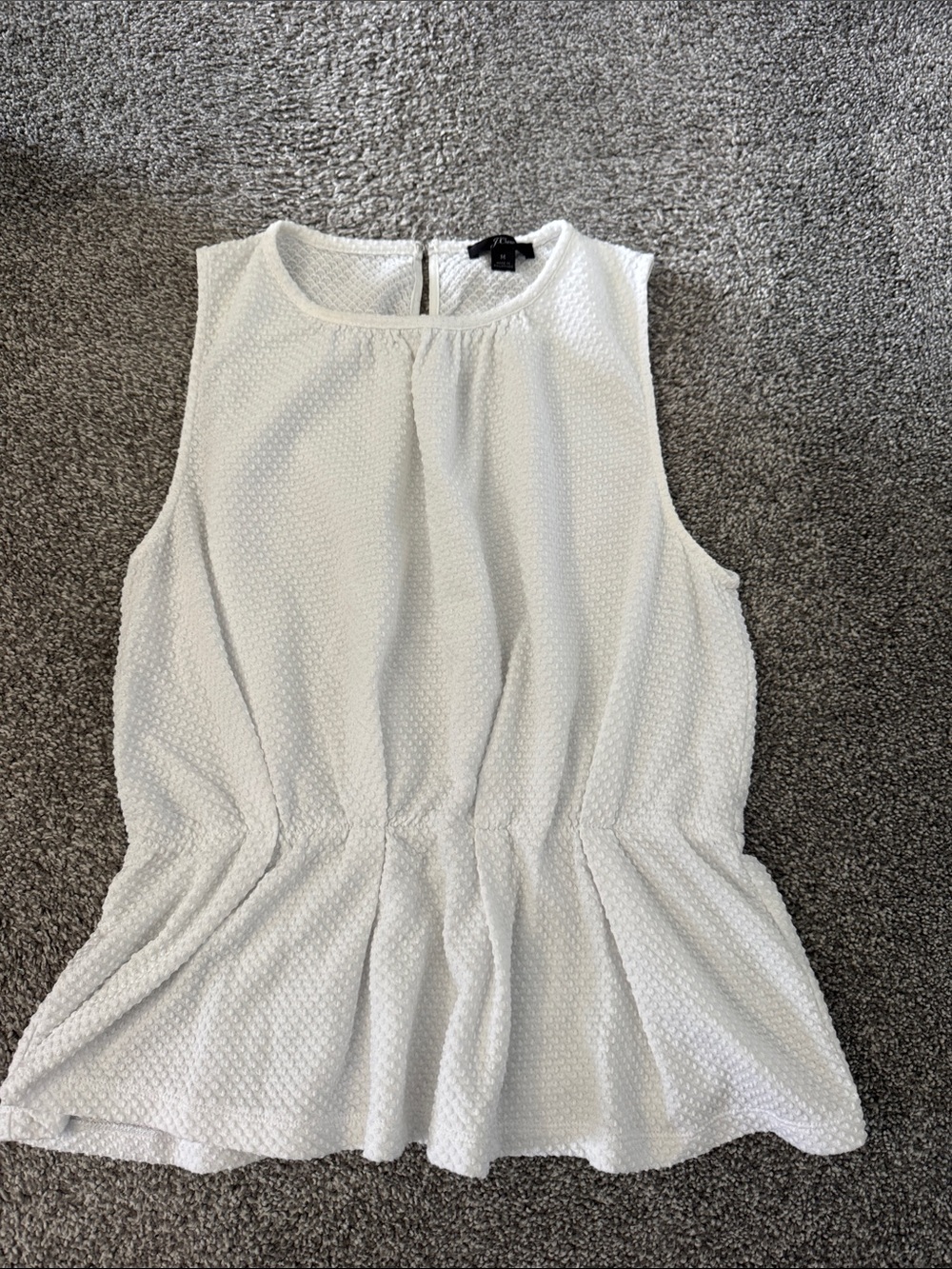 J. Crew White Textured Sleeveless Peplum Blouse